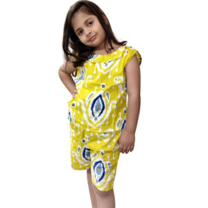 Trendy Cotton Sleeveless Girls Top & Shorts Co-ord Set