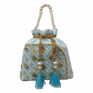 Premium Raw Silk Embroidered Potli Bag