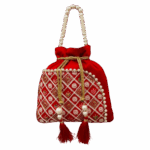 Traditional Embroidered Raw Silk Potli Bag