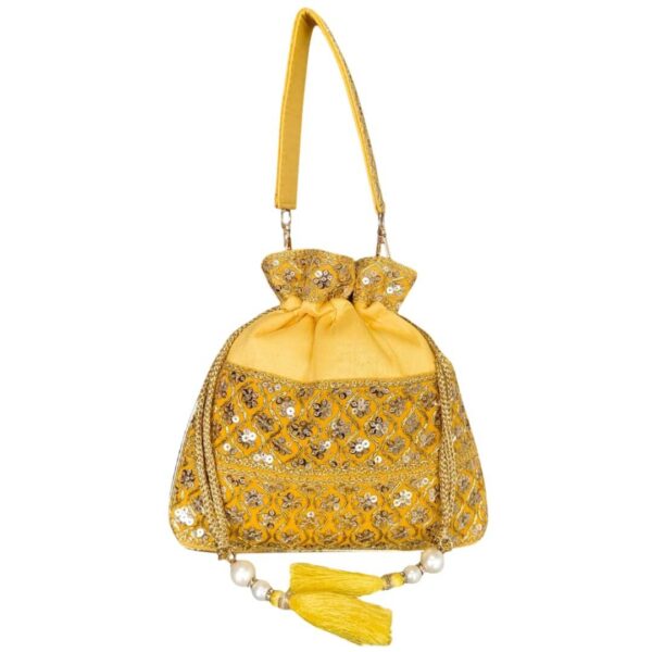 Golden Shimmer Silk Potli Bag