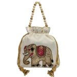 Royal Elephant Bridal Raw Silk Potli