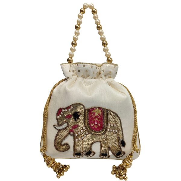 Royal Elephant Bridal Raw Silk Potli