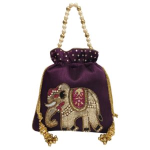 Royal Elephant Wedding Pearl Potli Bag