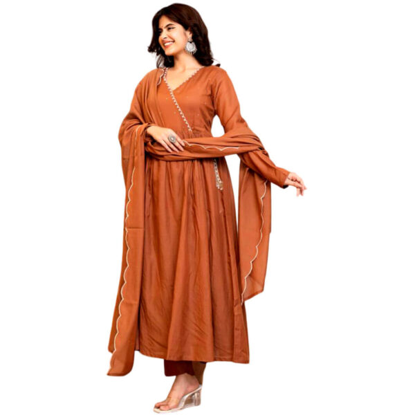Angrakha Style Mull Chanderi Kurta Set with Muslin Dupatta
