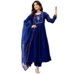 Mull Chanderi Handcrafted 3-Piece Kurta Set with Silk Dupatta
