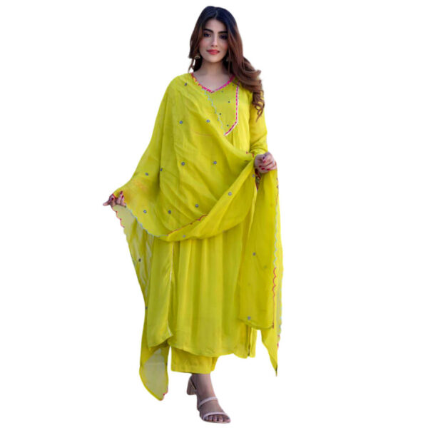 Soft Silk 3-Piece Kurta Set with Embroidered Dupatta