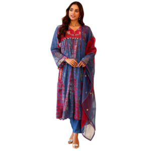 Soft Silk Kurta Set with Organza Dupatta