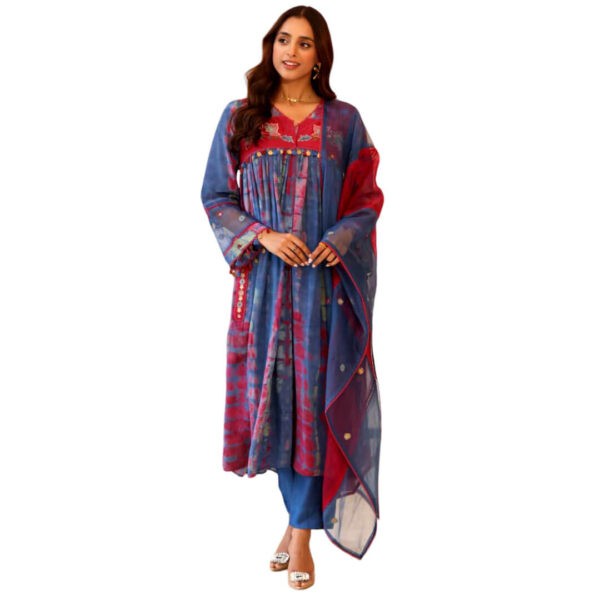 Soft Silk Kurta Set with Organza Dupatta