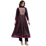 Chinon Silk Kurta Set with Muslin Pants