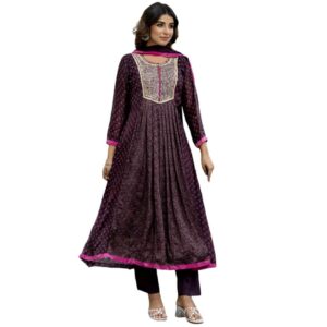 Chinon Silk Kurta Set with Muslin Pants