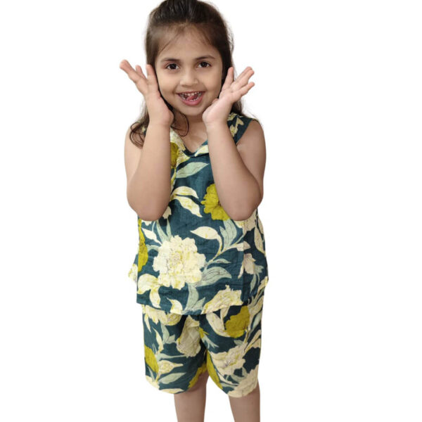 Floral Cotton Peplum Top with Lehenga for Girls